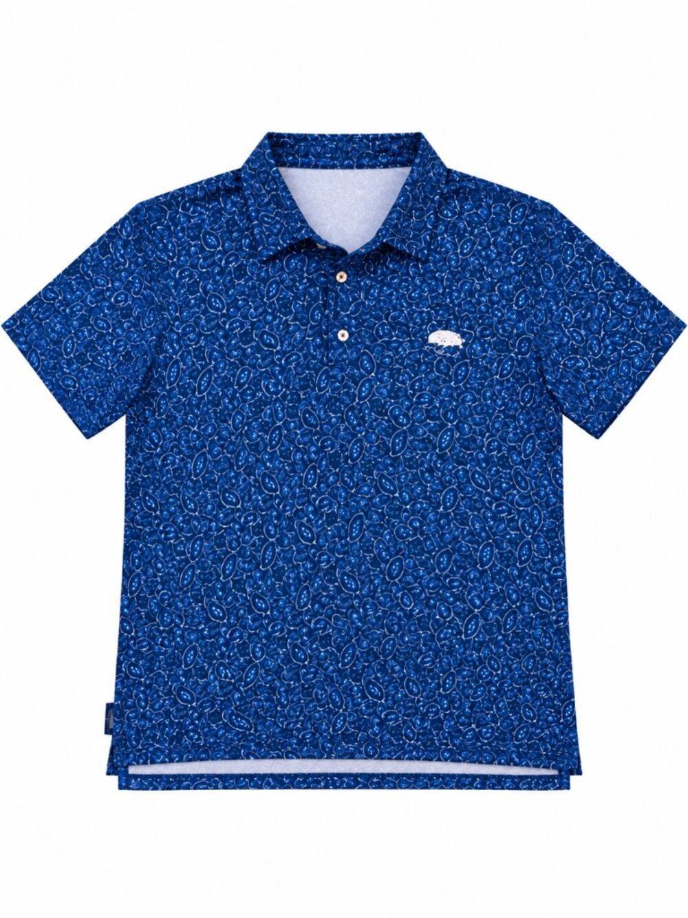 Turtleson Men's Size M Blue Paisley Business Casual Performance Golf Polo Shirt